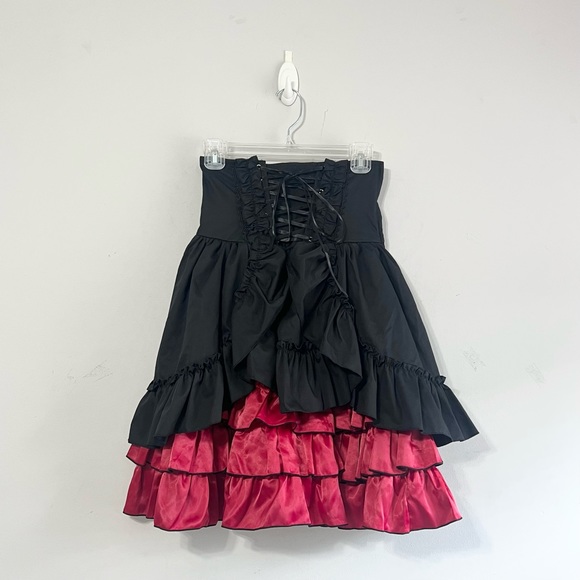 Bodyline Dresses & Skirts - Bodyline Red & Black Layered Ruffle Corset Skirt